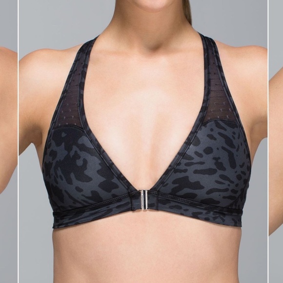 Lululemon Easy Breath Bra Animal Swirl Deep Coal Black top - Picture 1 of 11